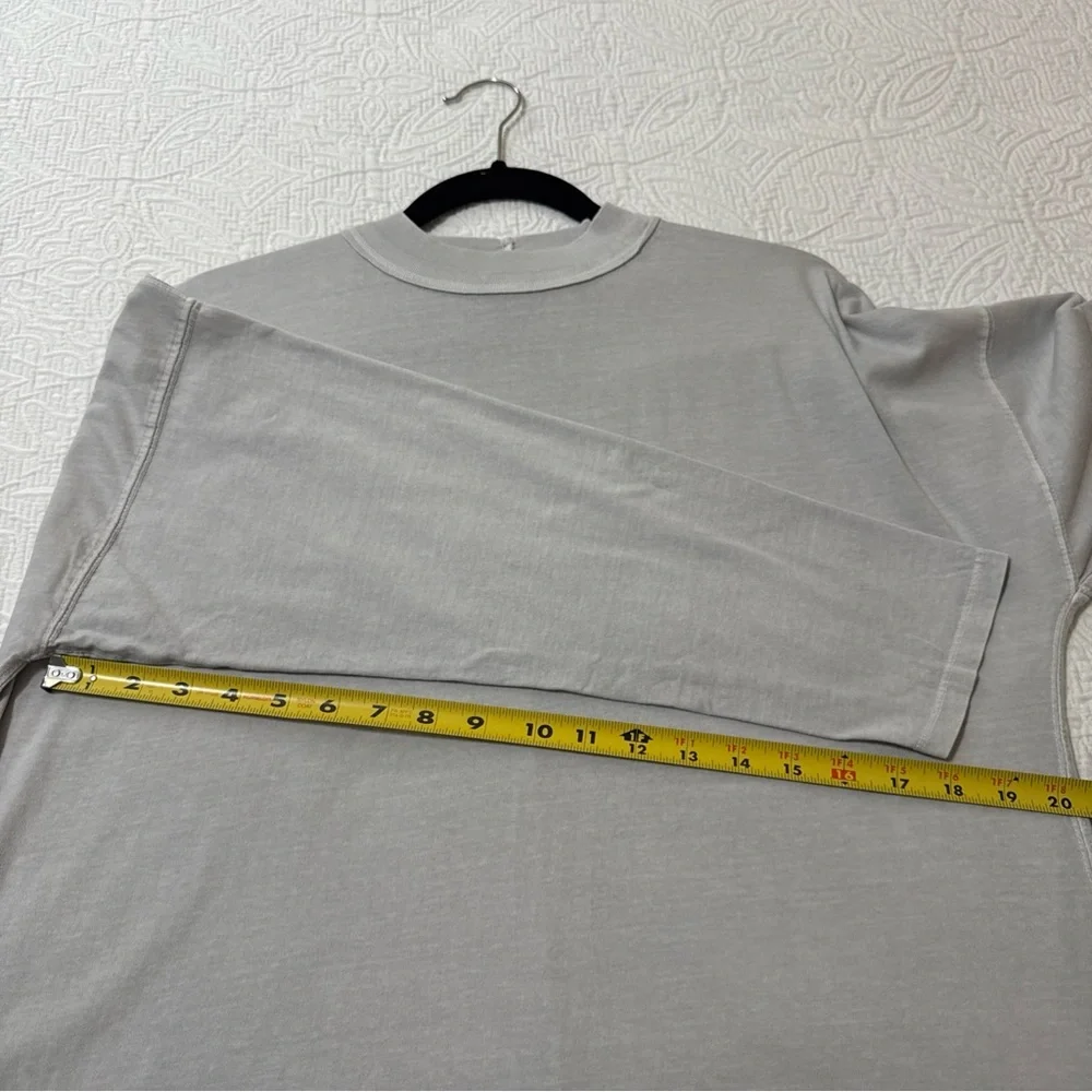 We the Free Tee Long Sleeve Slob Cotton Light Gray Oversize Sz M Boho Minimalist